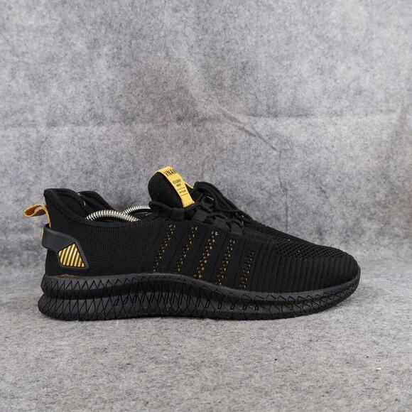 Shoes Mens 44 Athletic Trainers Running Active Knit Black Comfort Sneaker Sport - Picture 2 of 12